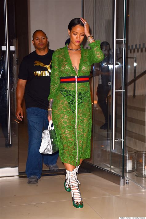 rihanna green gucci dress|Rihanna style outfits.